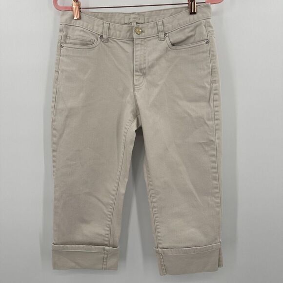 Talabot‎ Capris Jeans Womens 10 Beige Denim Straight Leg Flat Front Regular Fit - Picture 2 of 13
